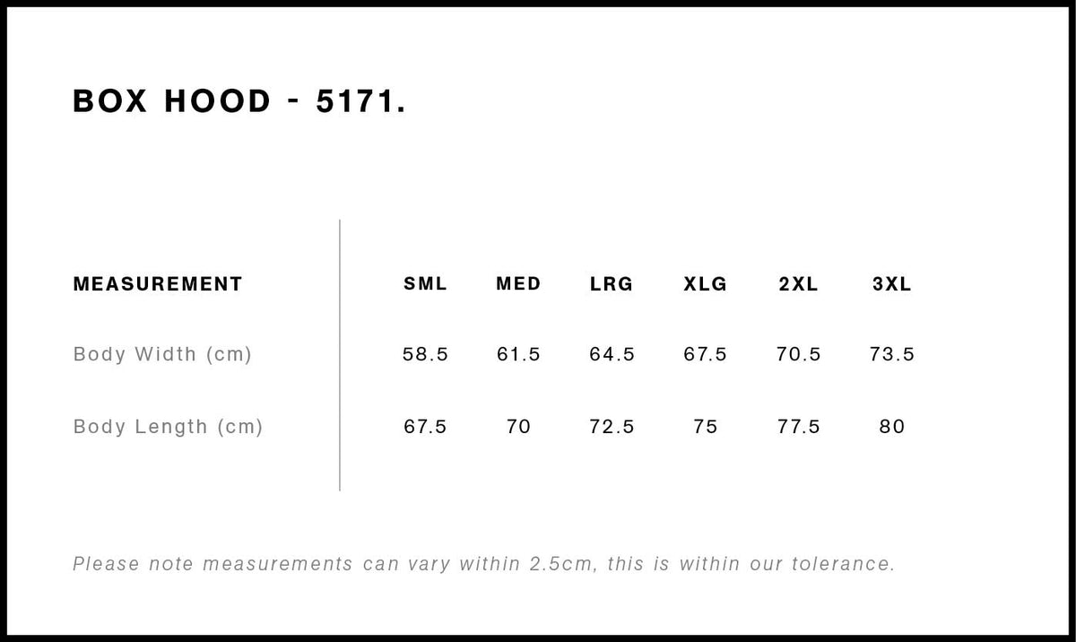 Box Hood 5171 - Size guide
