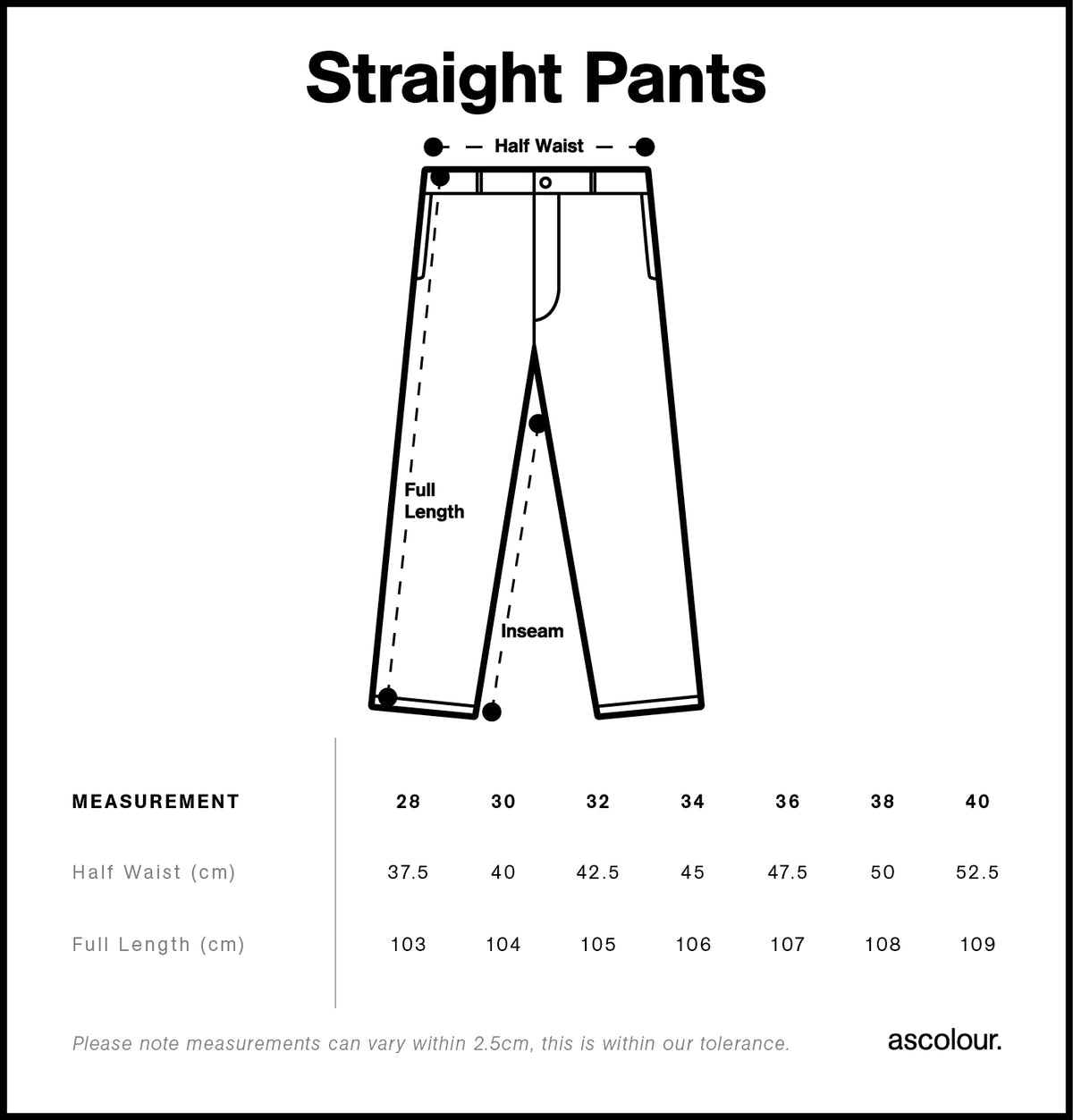 Straight Pants 5930 - Size guide