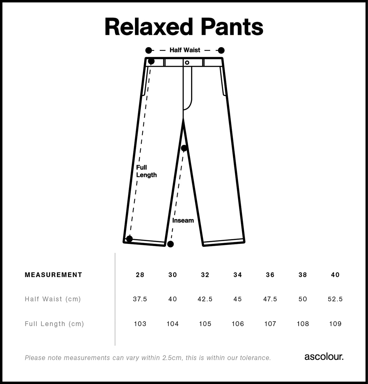Relaxed Pants 5931 - Size guide