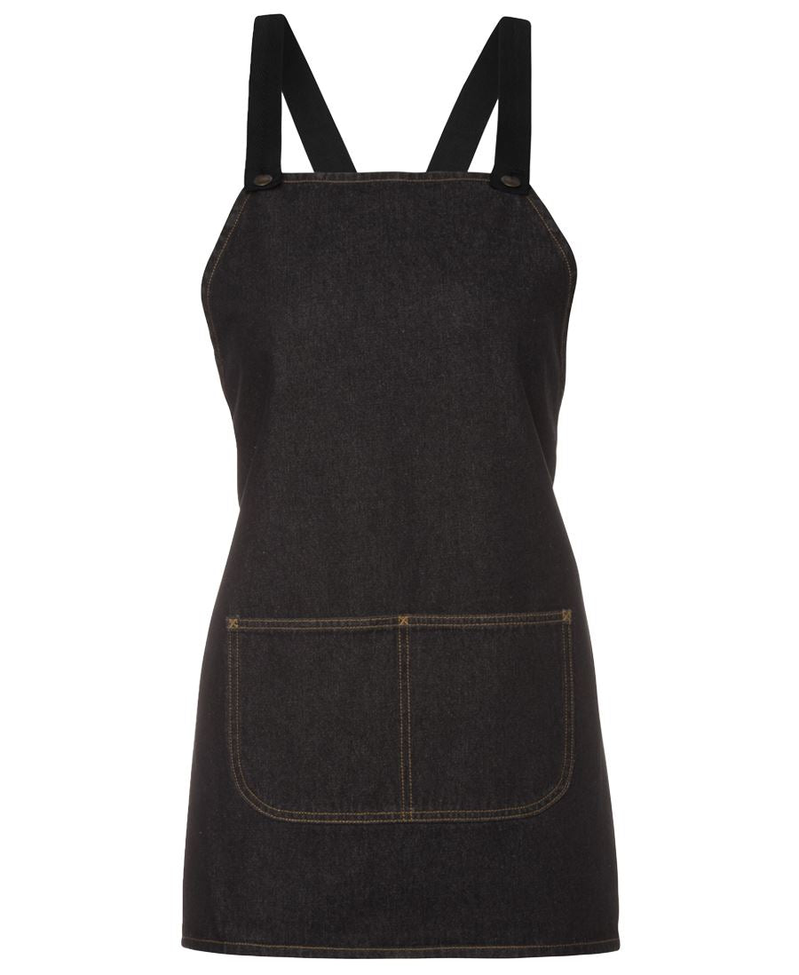 JB's Cross Back 65x71 Bib Denim Apron (Without Straps) - Black - Front
