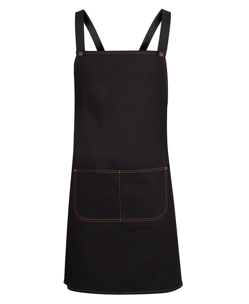 JB's Cross Back Denim Apron (Without Straps) - Black - Front