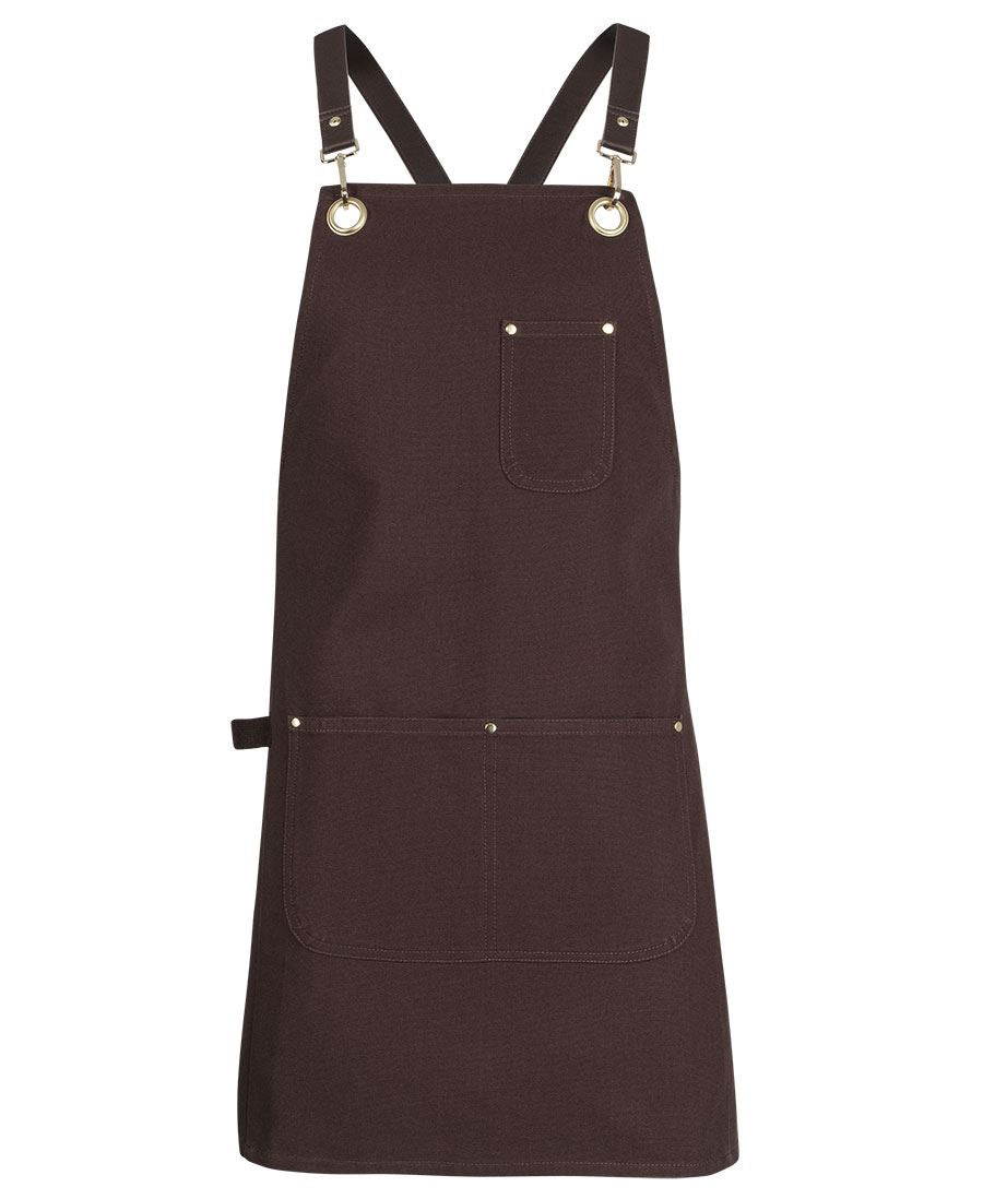 JB's 65x75 Brass Eyelet Canvas Apron with PU Strap - Chocolate/Chocolate - Front