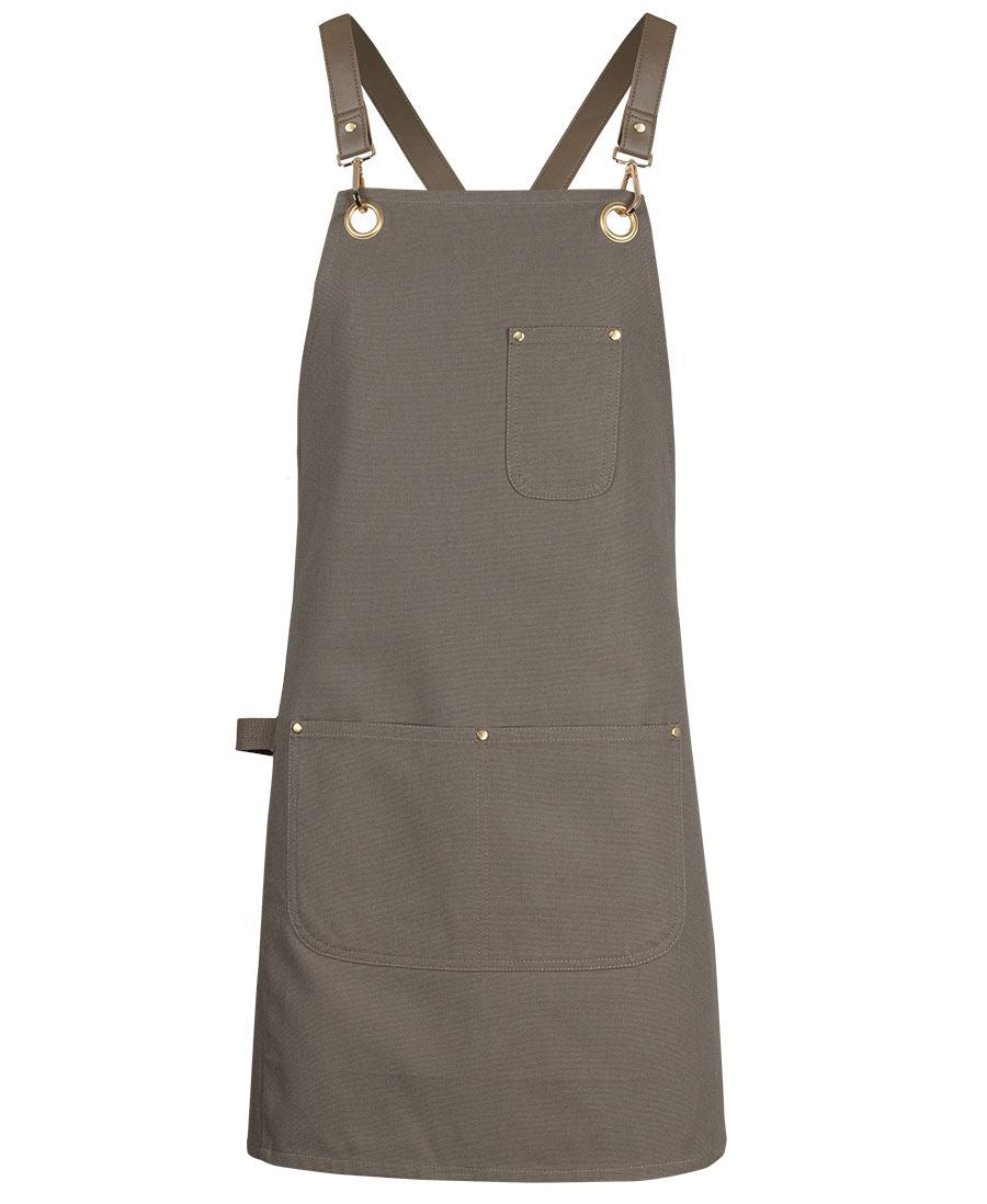 JB's 65x75 Brass Eyelet Canvas Apron with PU Strap - Latte/Latte - Front