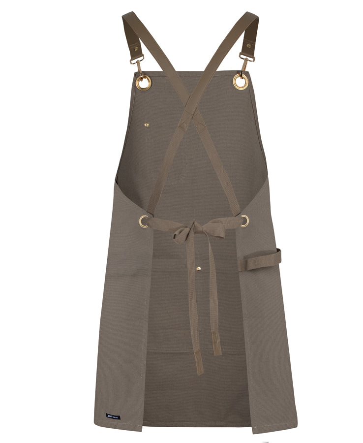 JB's 65x75 Brass Eyelet Canvas Apron with PU Strap - Latte/Latte - Back