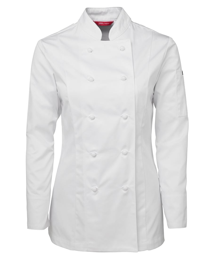 JB's Ladies L/S Chef's Jacket - White - Front