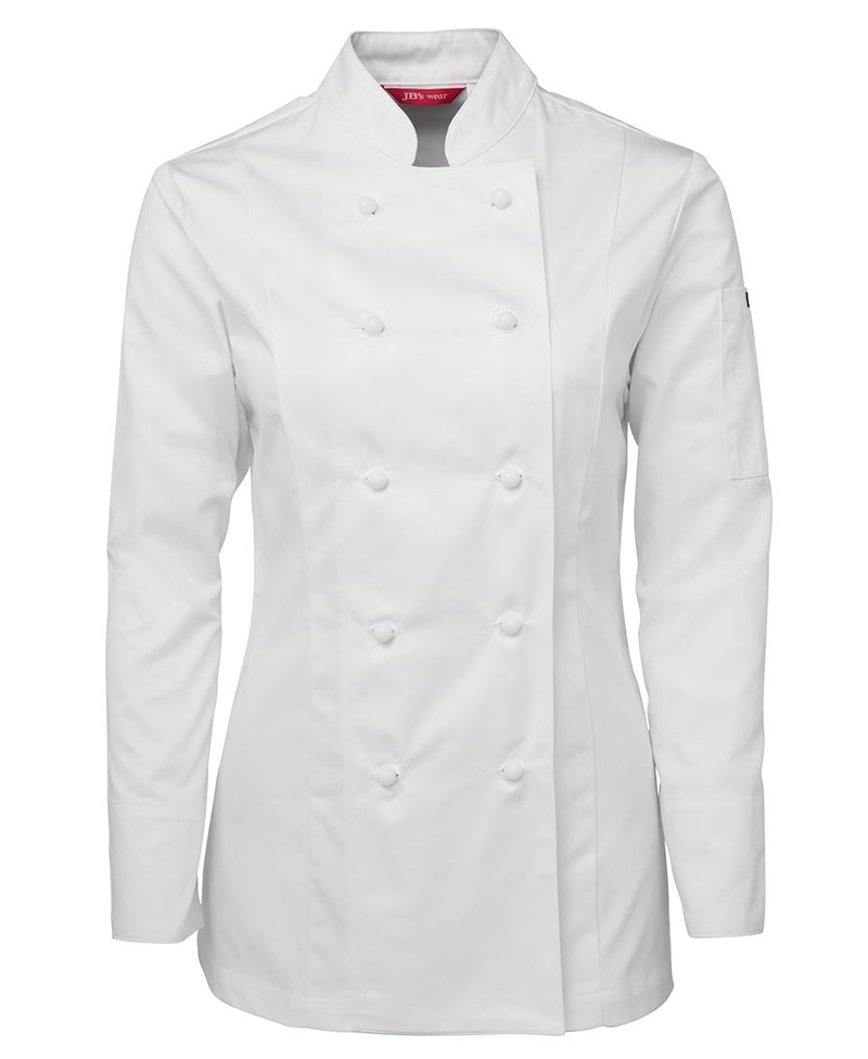 JB's Ladies L/S Chef's Jacket - White - Front