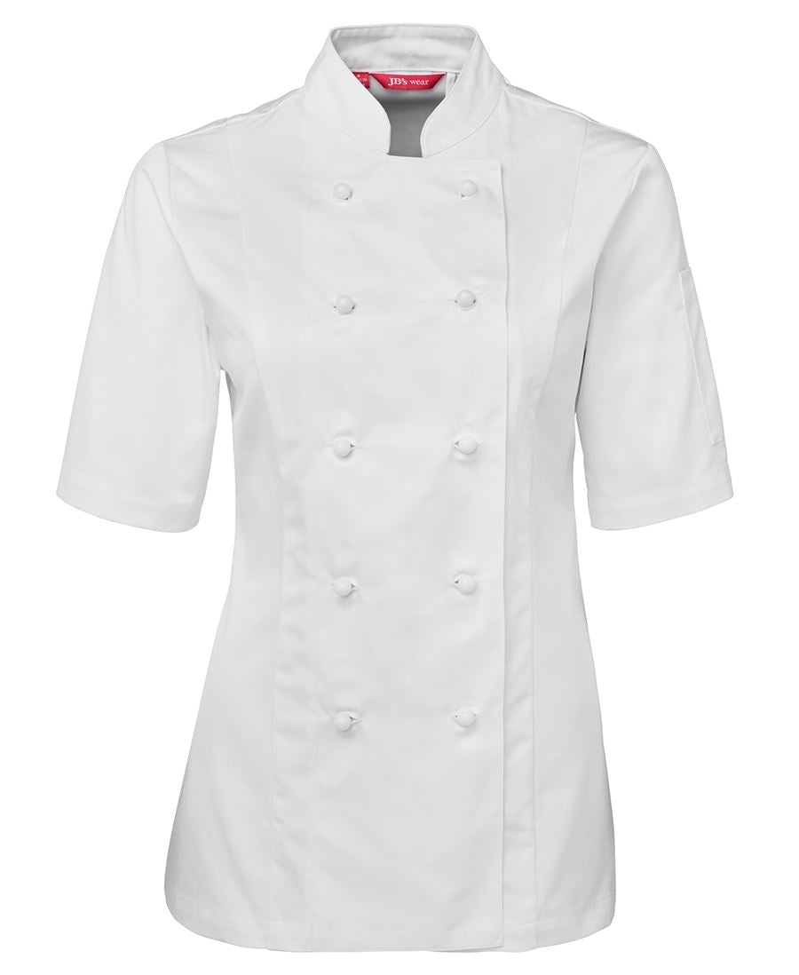 JB's Ladies S/S Chef's Jacket - White - Front