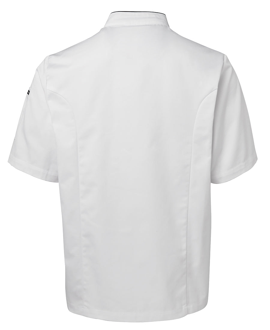 JB's S/S Chefs Jacket - White/Black Piping - Back