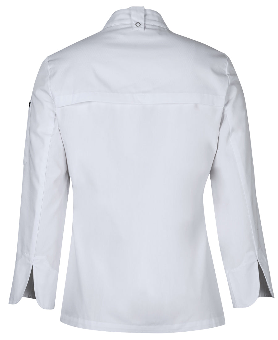 JB's Ladies L/S Snap Button Chef Jacket - White - Back