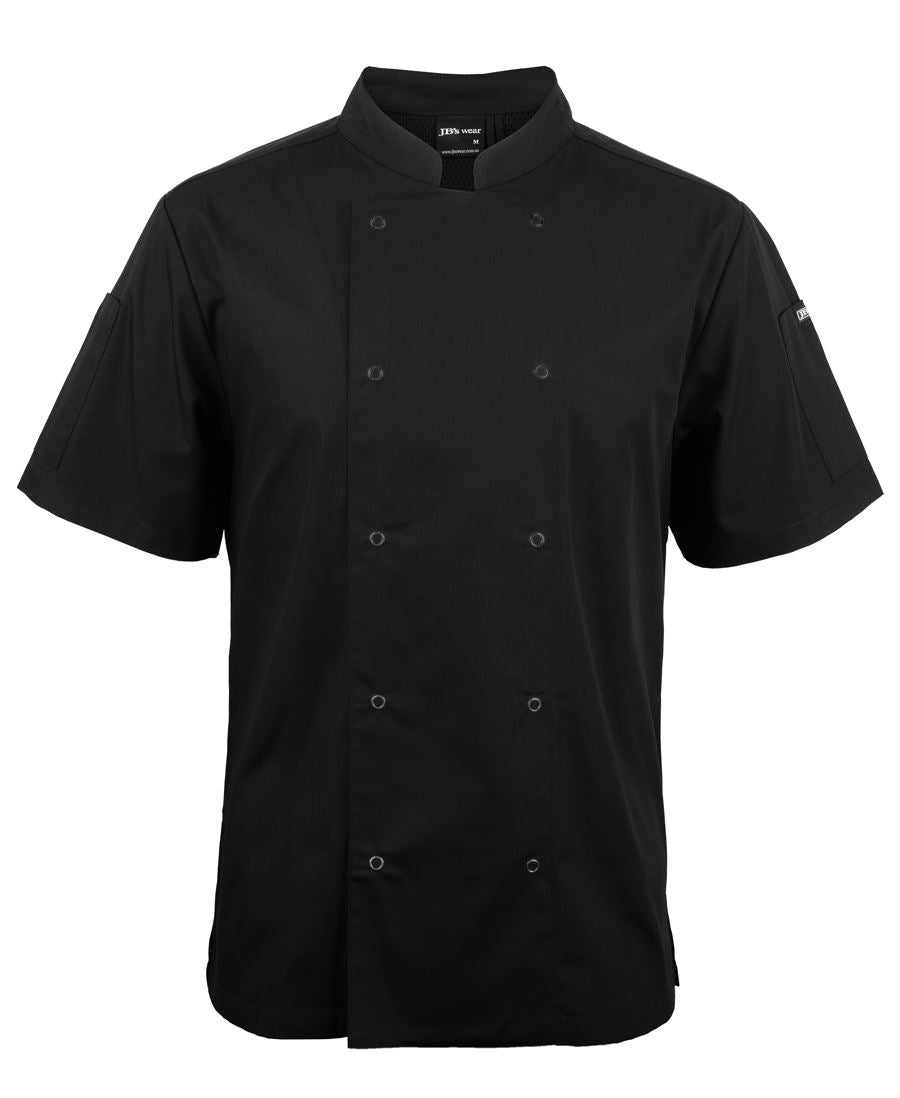 JB's S/S Snap Button Chefs Jacket - Black - Front