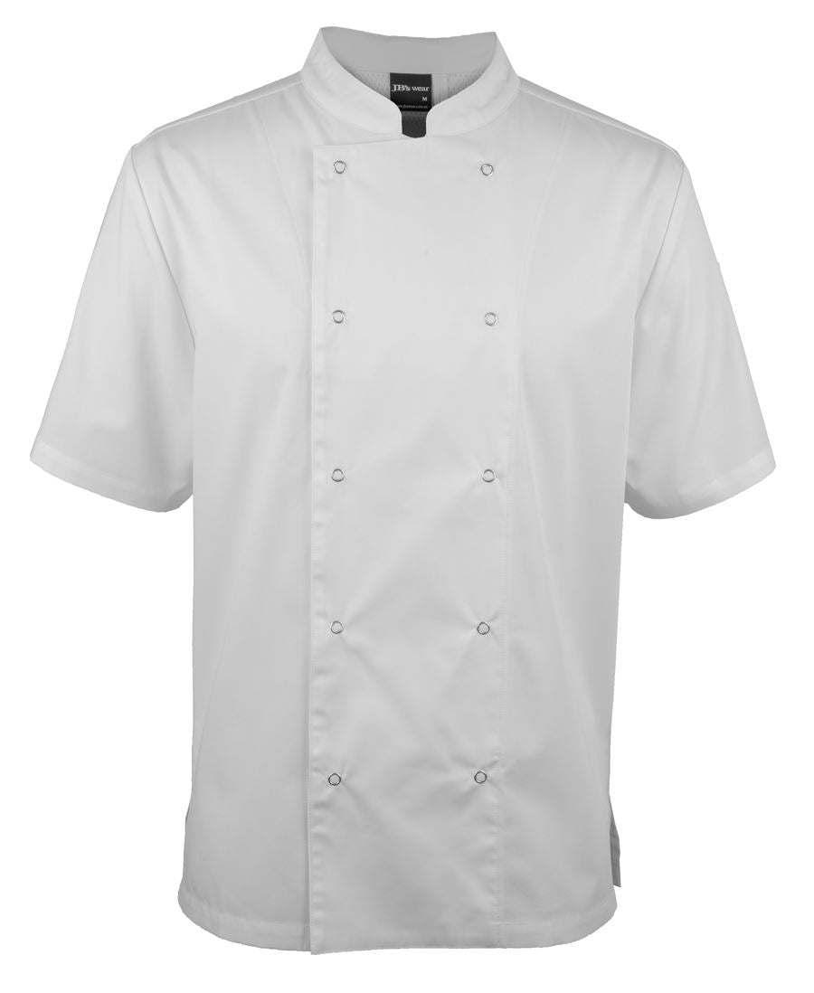 JB's S/S Snap Button Chefs Jacket - White - Front