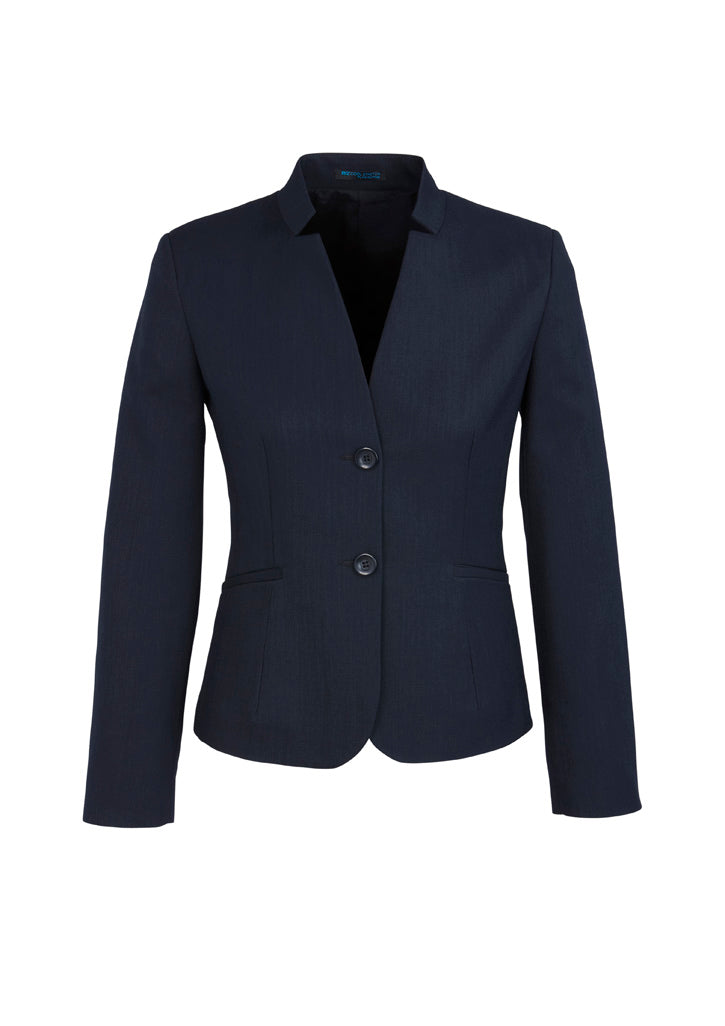 Cool Stretch Womens Short Jacket with Reverse Lapel - Navy - Front