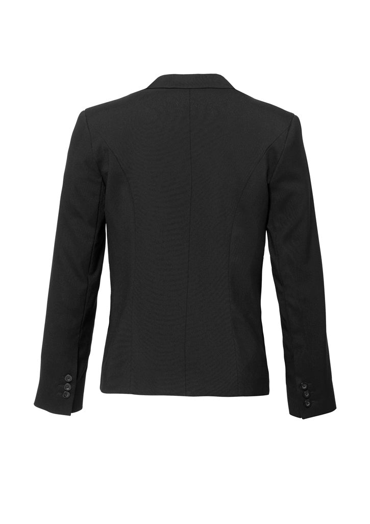 Comfort Wool Stretch Womens Short Jacket with Reverse Lapel - Black - Back