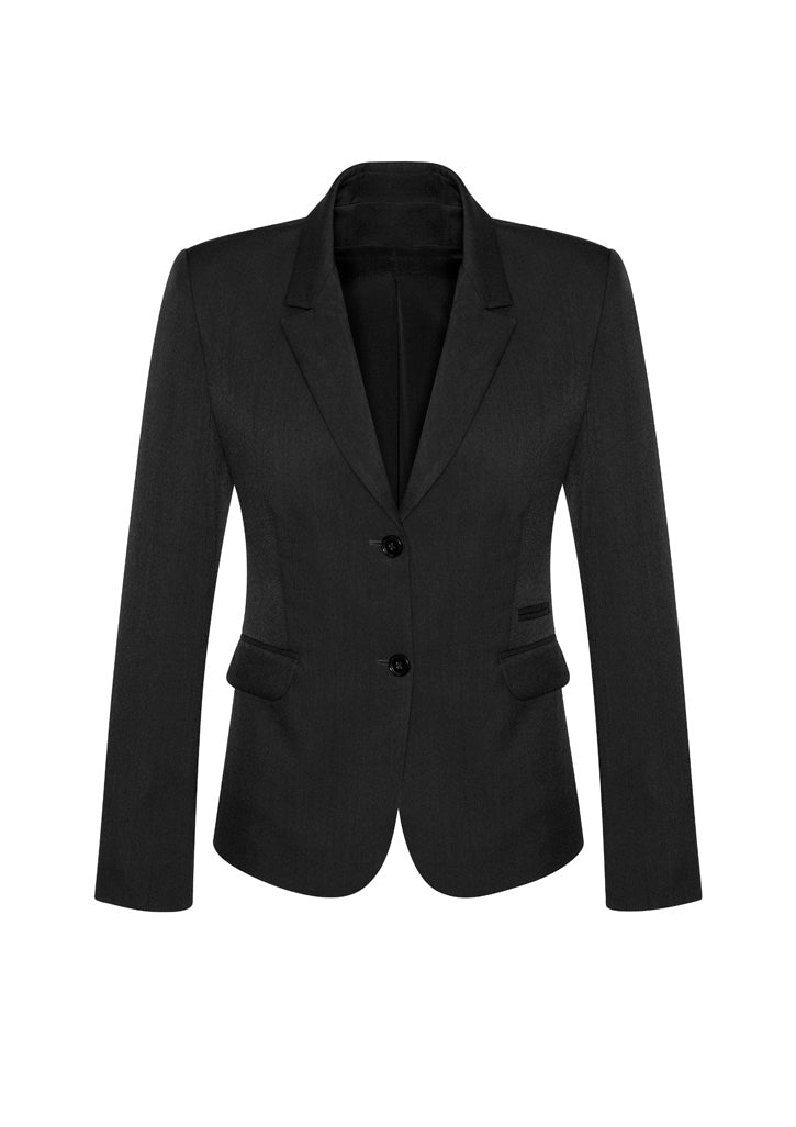 Comfort Wool Stretch Womens 2 Button Mid Length Jacket - Black - Front