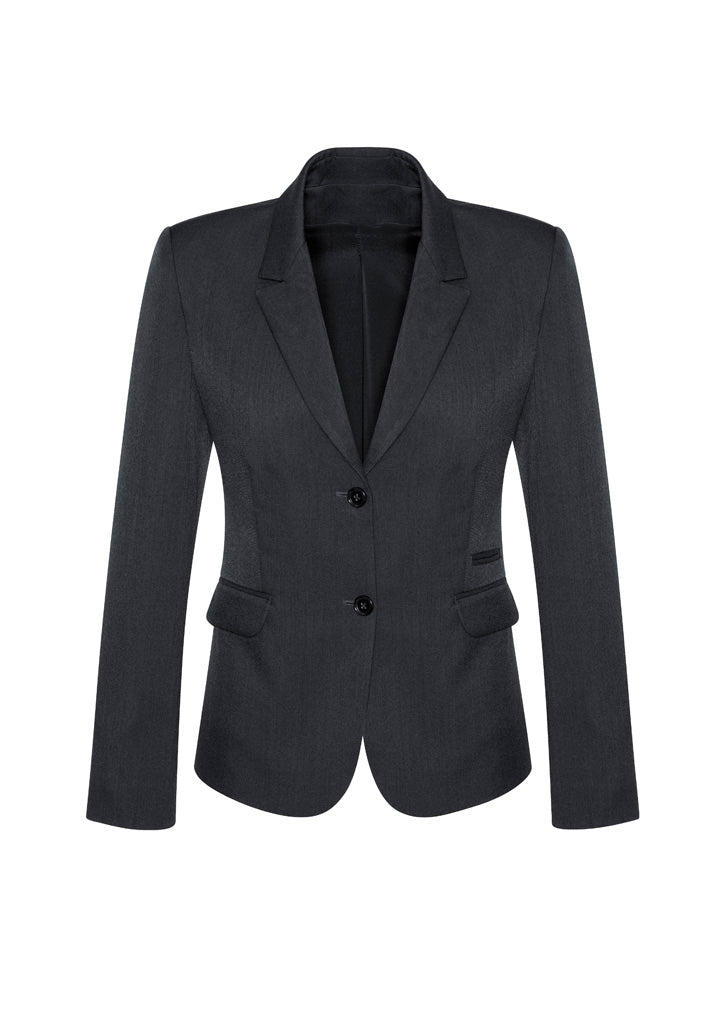 Comfort Wool Stretch Womens 2 Button Mid Length Jacket - Charcoal - Front