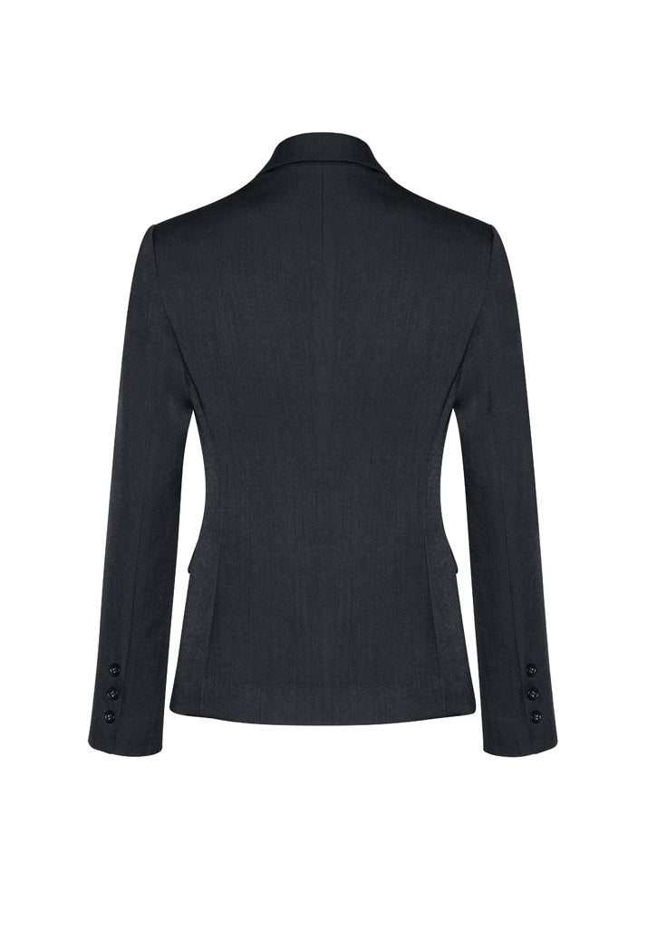 Comfort Wool Stretch Womens 2 Button Mid Length Jacket - Charcoal - Back