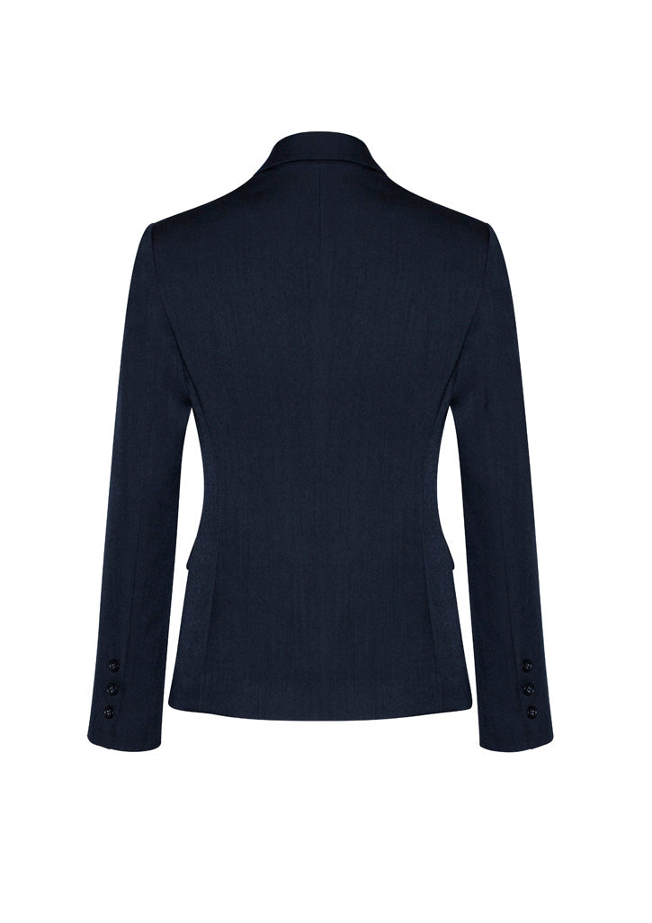 Comfort Wool Stretch Womens 2 Button Mid Length Jacket - Navy - Back