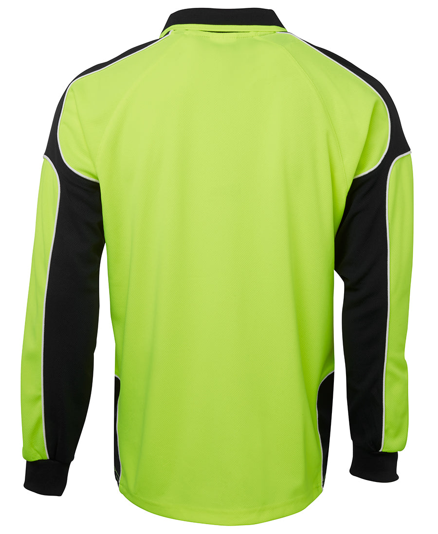 JB's Hi Vis L/S Arm Panel Polo - Lime/Black - Back