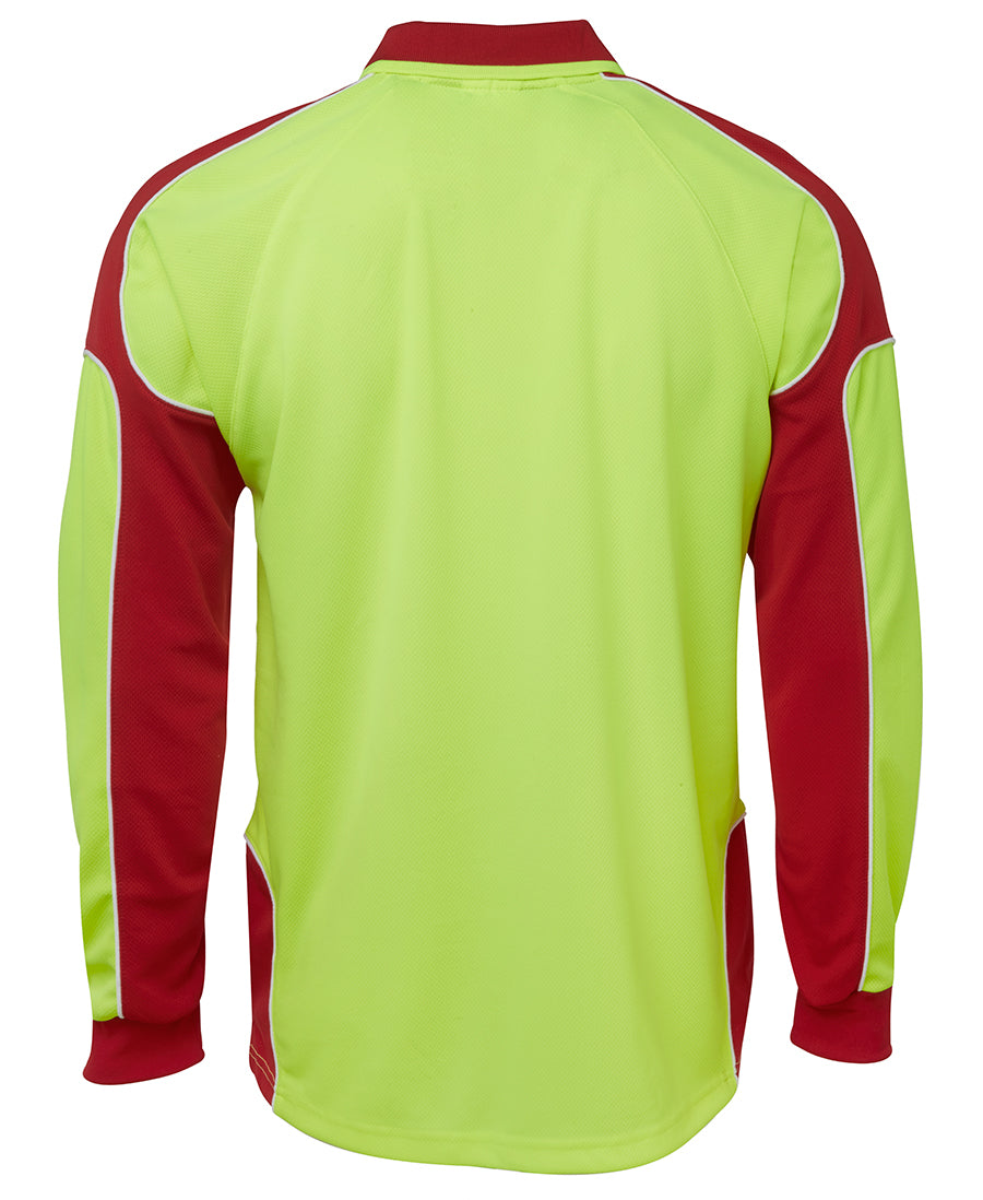 JB's Hi Vis L/S Arm Panel Polo - Lime/Red - Back