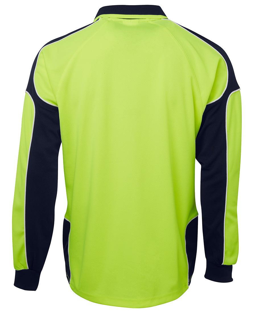 JB's Hi Vis L/S Arm Panel Polo - Lime/Navy - Back