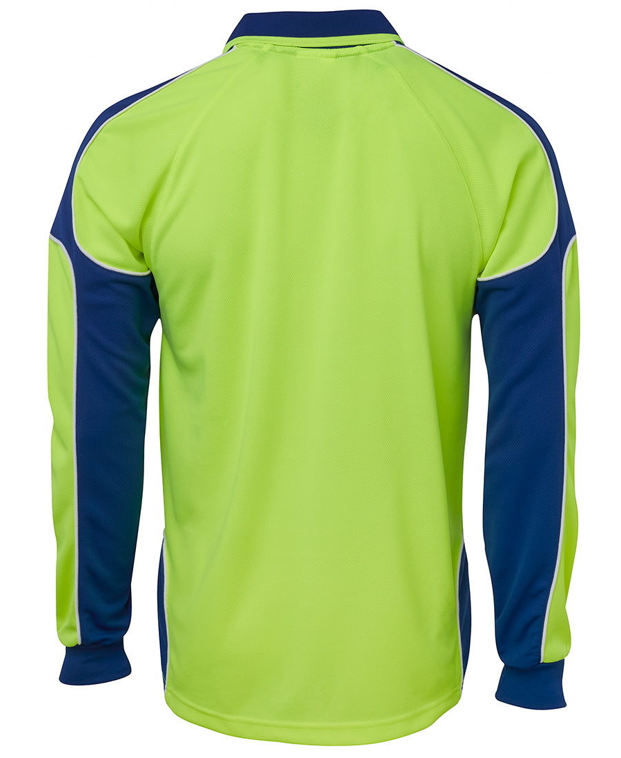 JB's Hi Vis L/S Arm Panel Polo - Lime/Royal - Back