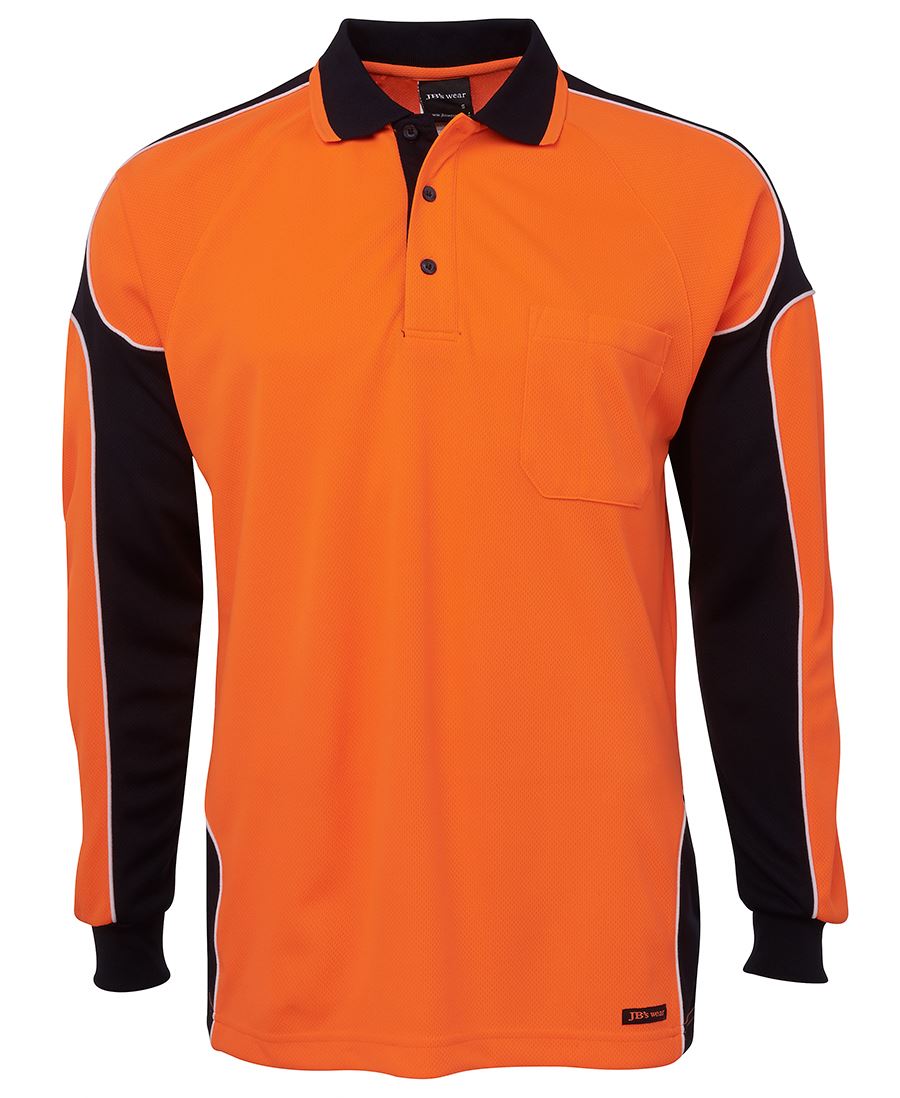 JB's Hi Vis L/S Arm Panel Polo - Orange/Navy - Front
