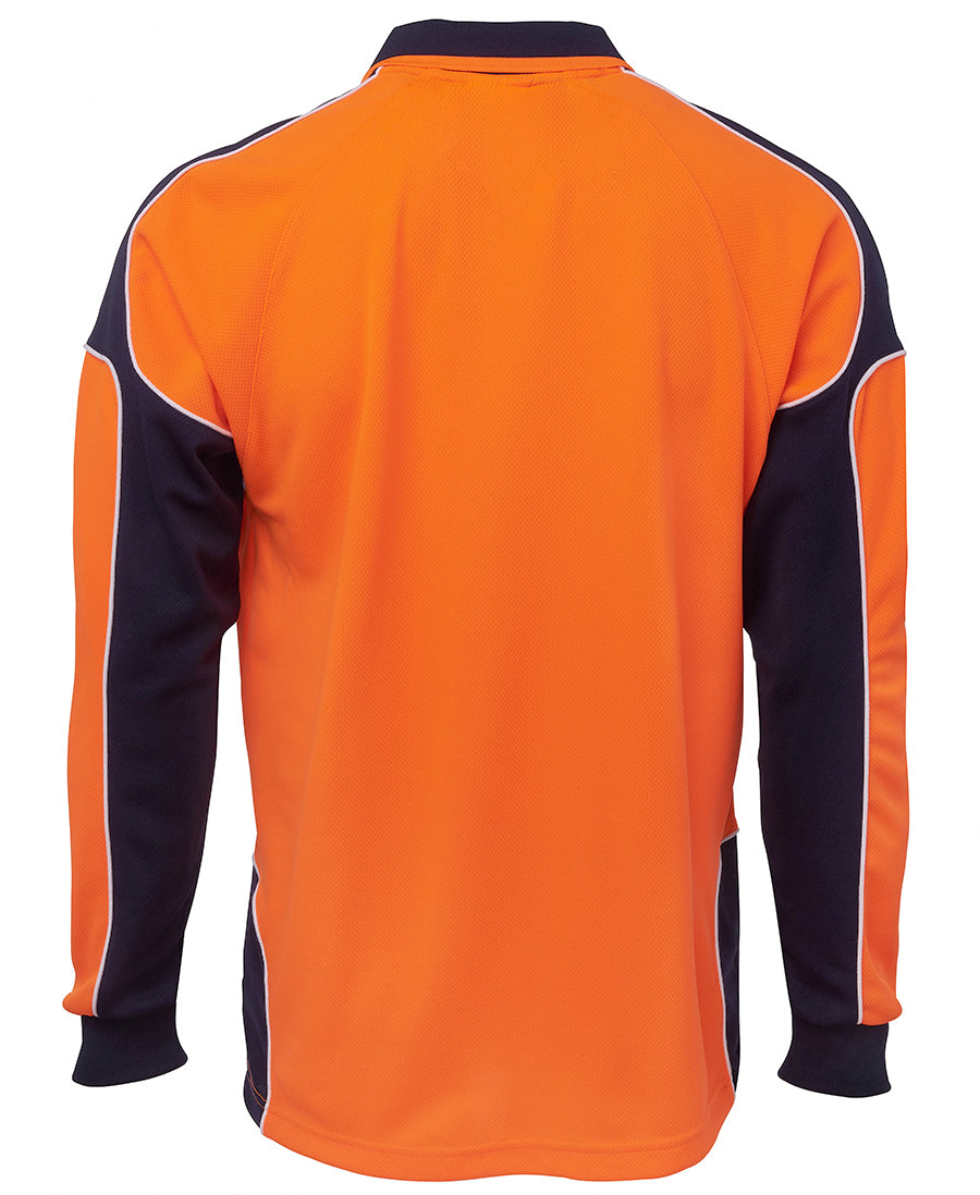 JB's Hi Vis L/S Arm Panel Polo - Orange/Navy - Back