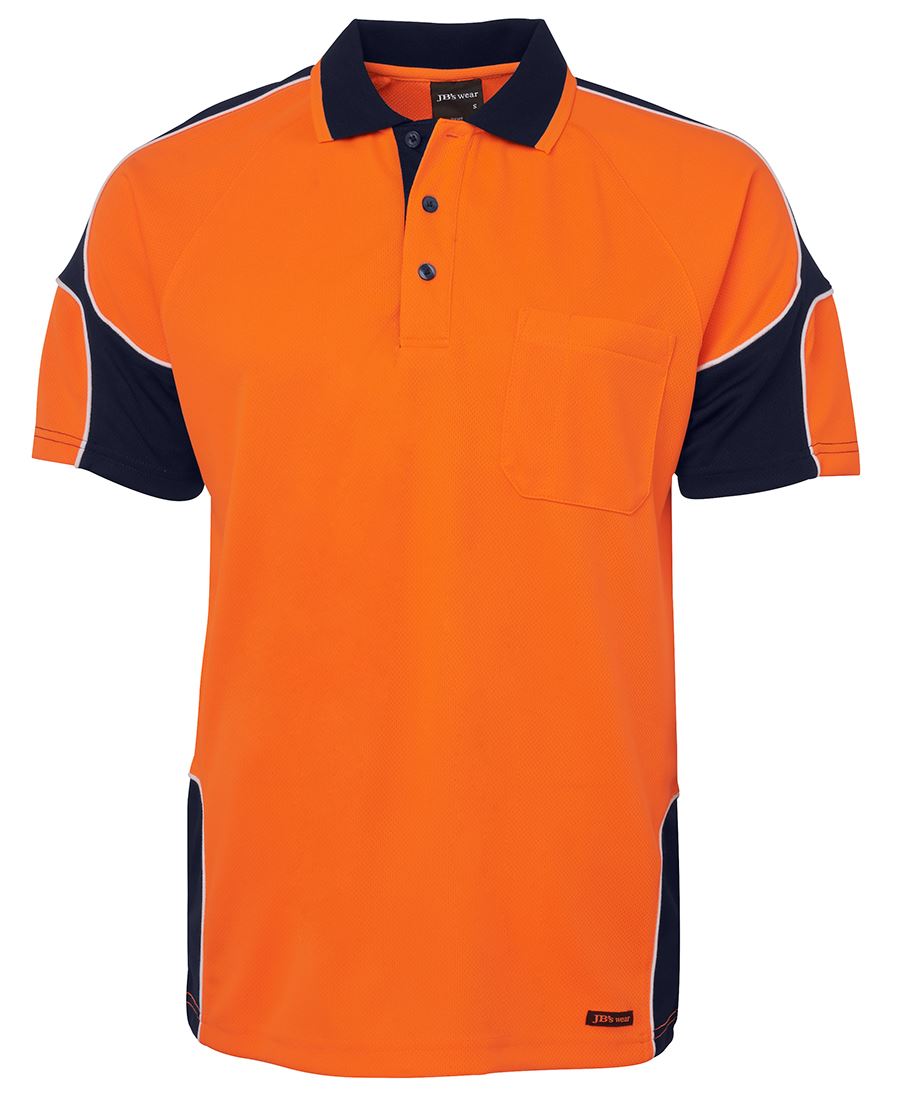 JB's Hi Vis S/S Arm Panel Polo - Orange/Navy - Front