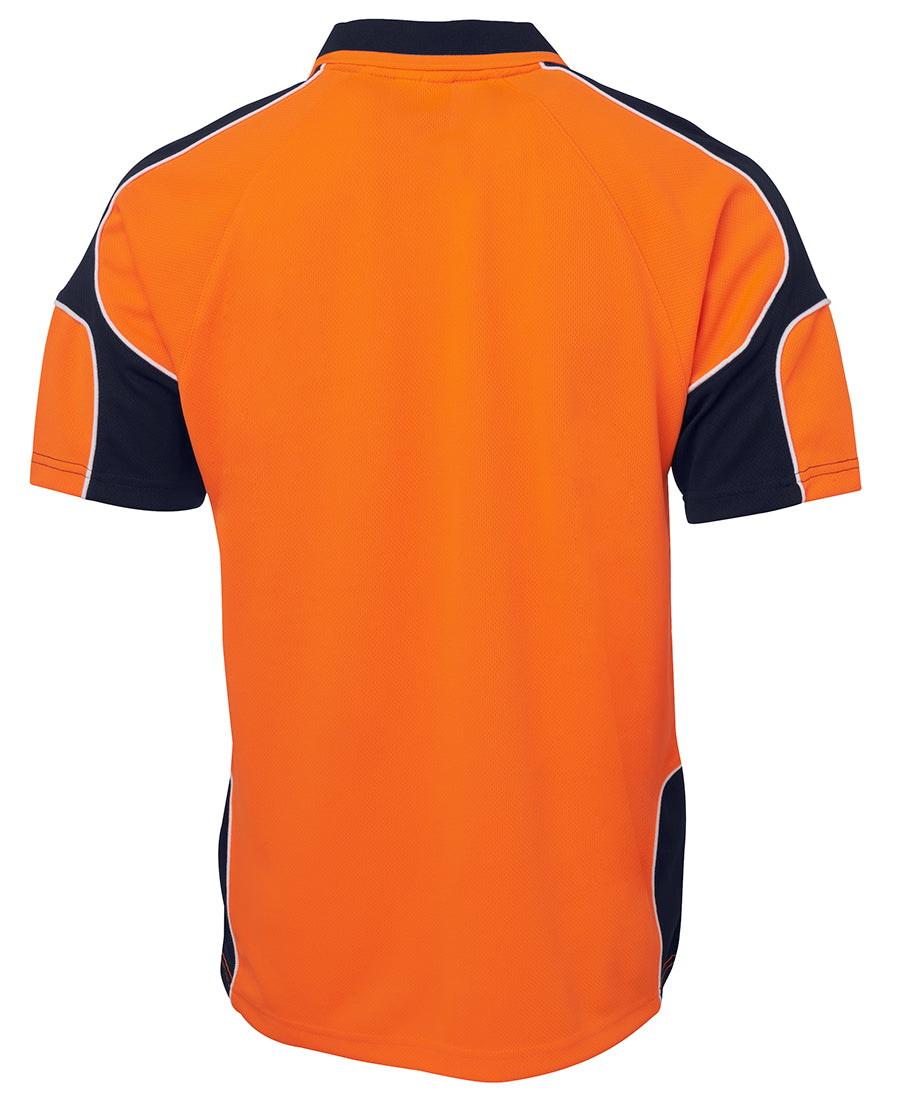 JB's Hi Vis S/S Arm Panel Polo - Orange/Navy - Back
