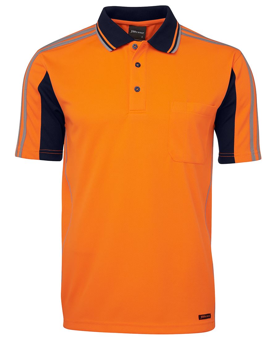 JB's Hi Vis S/S Arm Tape Polo - Orange/Navy - Front