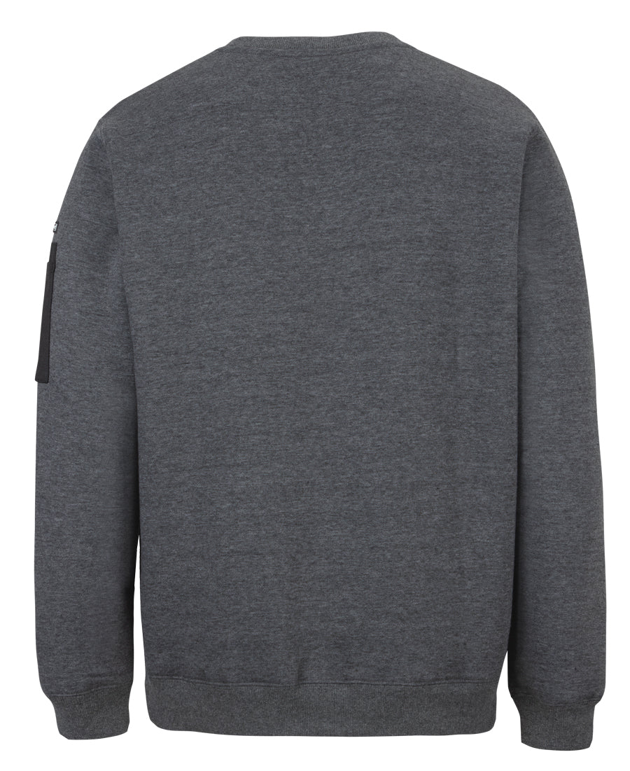 JB's 350 Premium Trade Crew Neck Fleece - Charcoal Marle/Black - Back