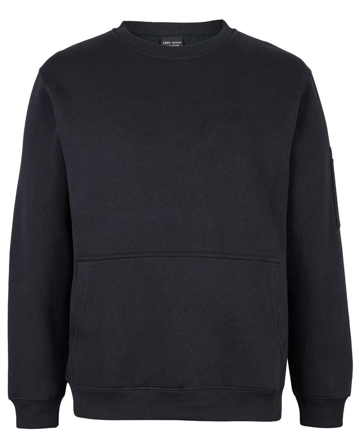 JB's 350 Premium Trade Crew Neck Fleece - Black/Black - Front