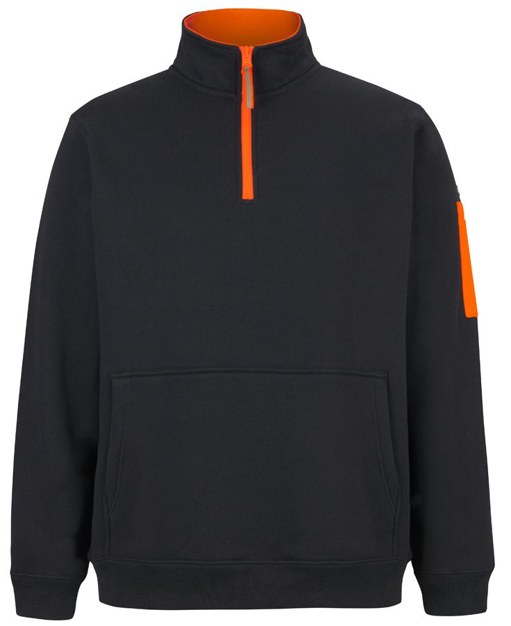 JB's 350 Premium Trade 1/2 Zip Fleece - Black/Orange - Front