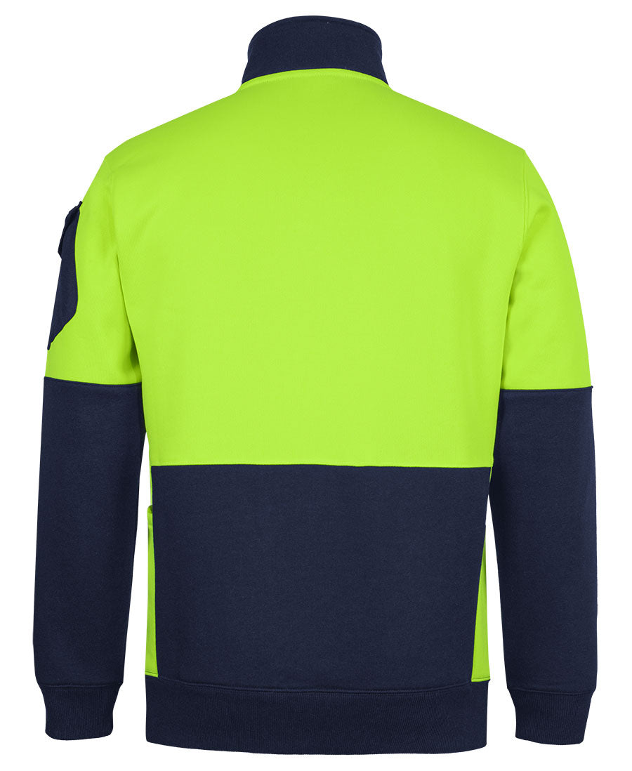 JB's 350g Hi Vis 1/2 ZIp Trade Fleece - Lime/Navy - Back