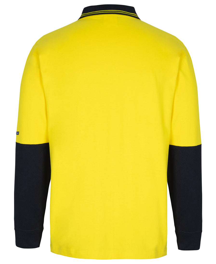 JB's Hi Vis L/S Cotton Polo - Yellow/Black - Back