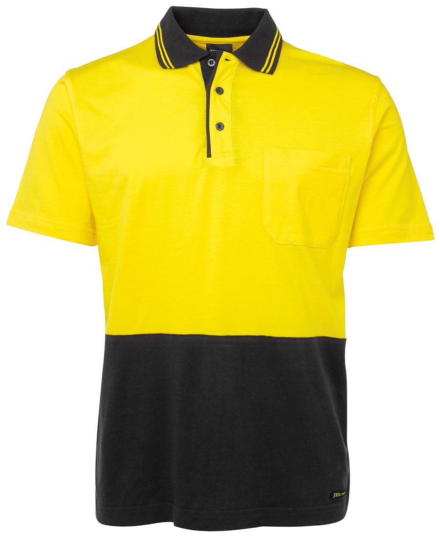 JB's Hi Vis S/S Cotton Polo - Yellow/Black - Front