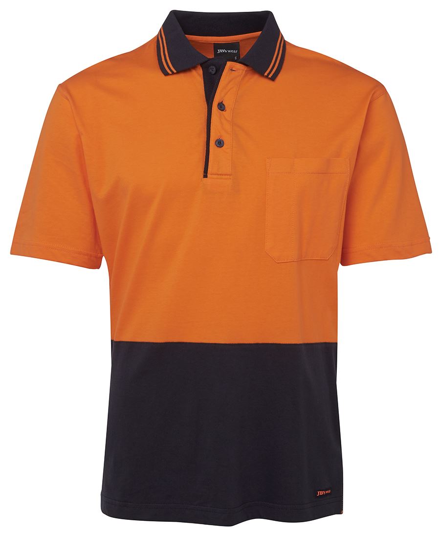 JB's Hi Vis S/S Cotton Polo - Orange/Navy - Front
