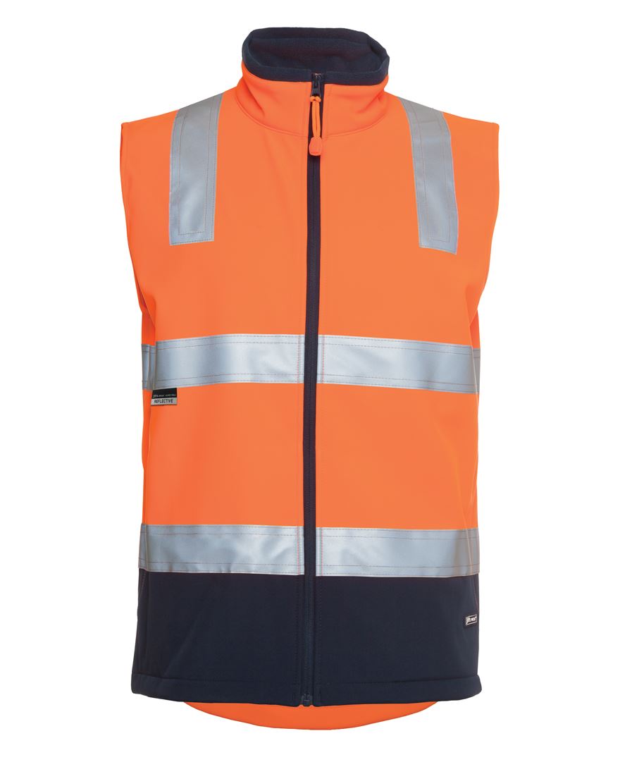 JB's Hi Vis (D+N) Softshell Vest - Orange/Navy - Front