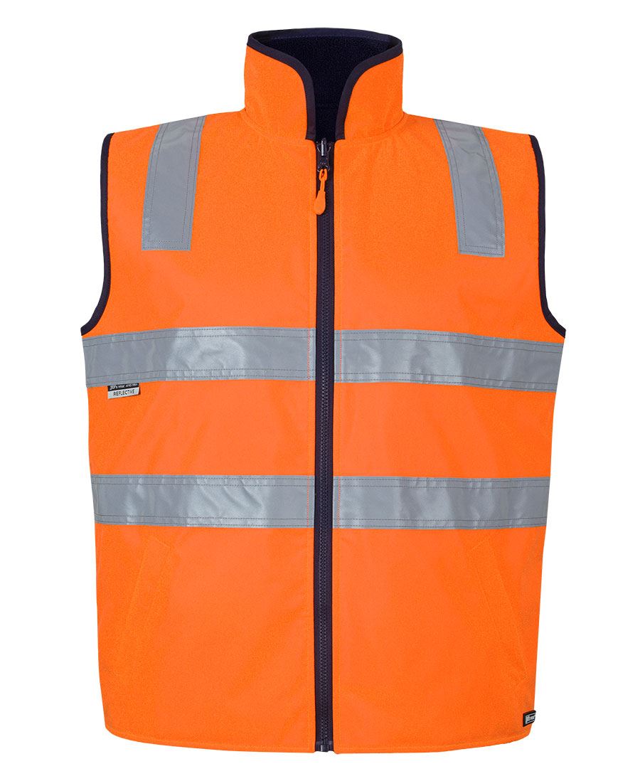 JB's Hi Vis 4602.1 (D+N) Reversible Vest - Orange/Navy - Front