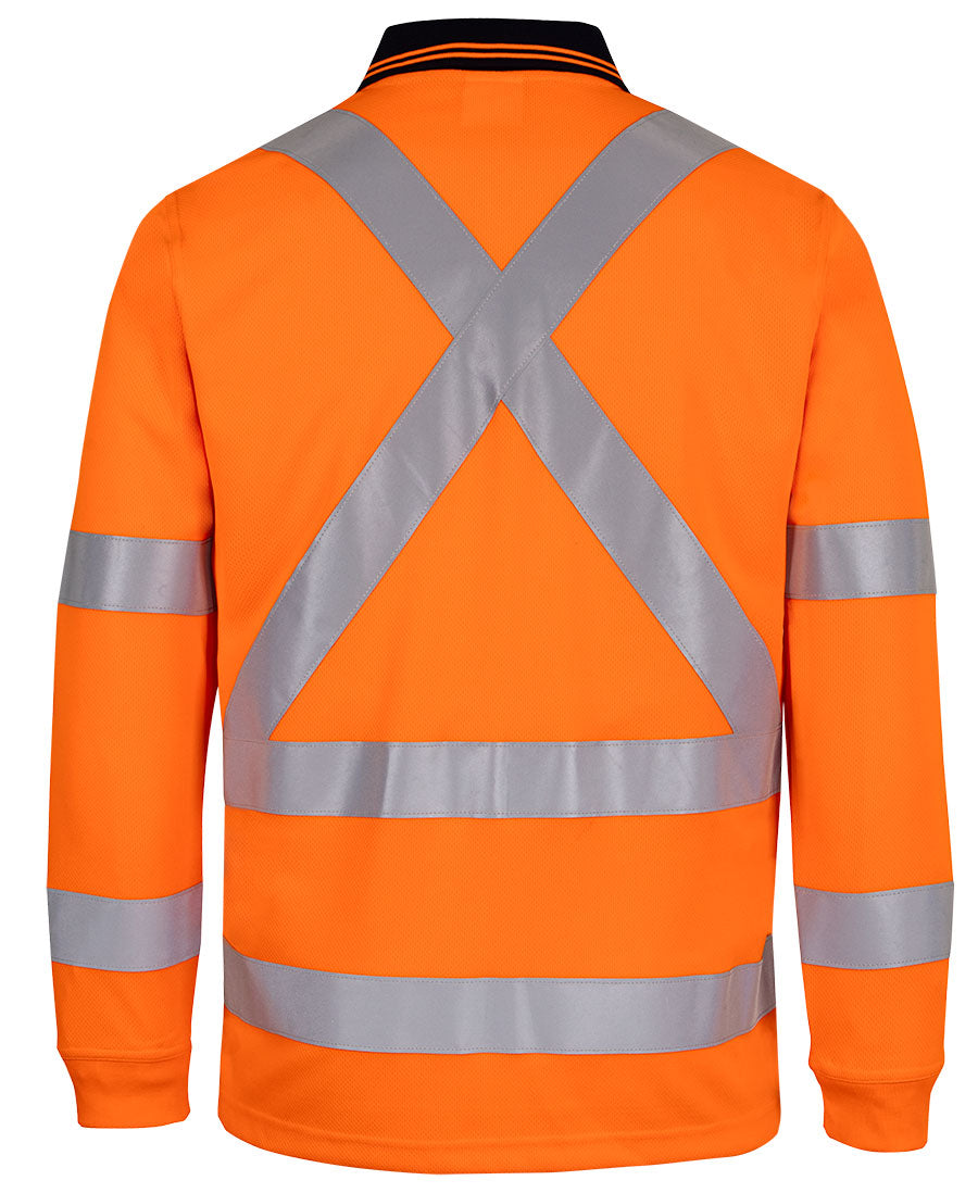 JB's Hi Vis L/S NSW/QLD Rail Biomotion X-Back Polo - Orange - Back