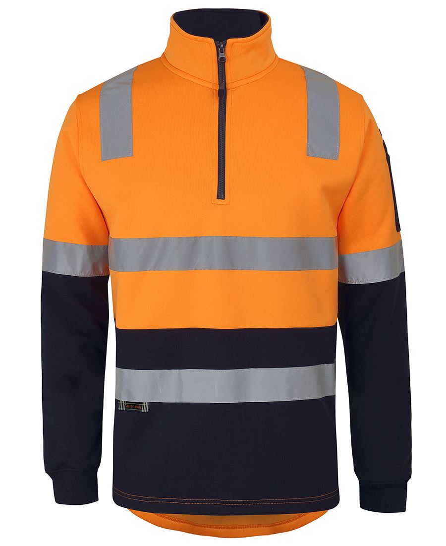 JB's 1/2 Zip AUST. Rail (D+N) Fleece Sweater - Orange/Navy - Front