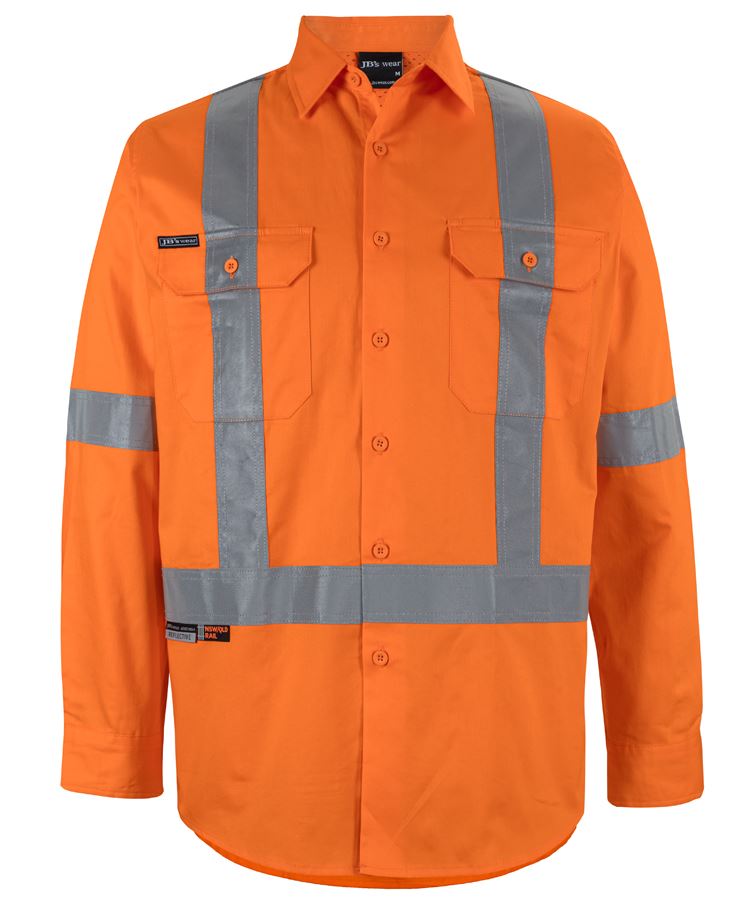 JB's Hi Vis 150g NSW/QLD Rail X-Back Shirt - Orange - Front