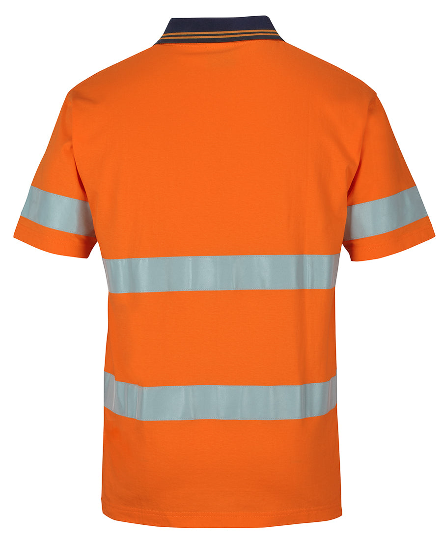 JB's Hi Vis (D+N) S/S Cotton Polo - Orange/Navy - Back