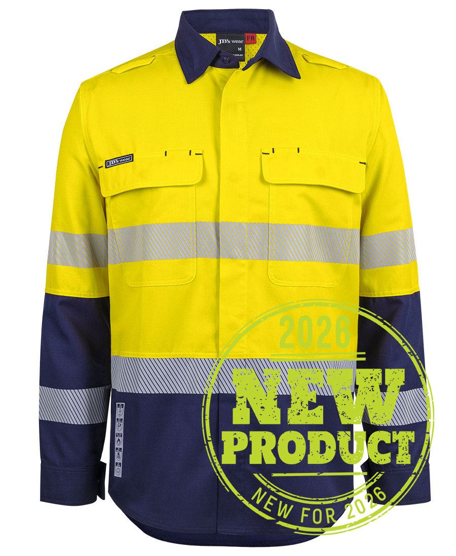 JB's FR PPE2 Biomotion L/S Work Shirt - Yellow/Navy - Front