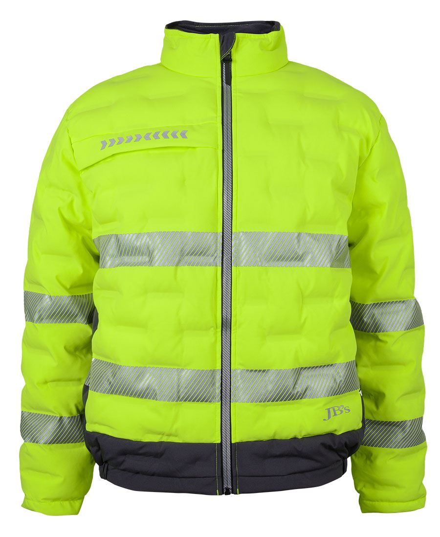 JB's Hi Vis (D+N) Graphene Puffer Jacket - Lime/Charcoal - Front