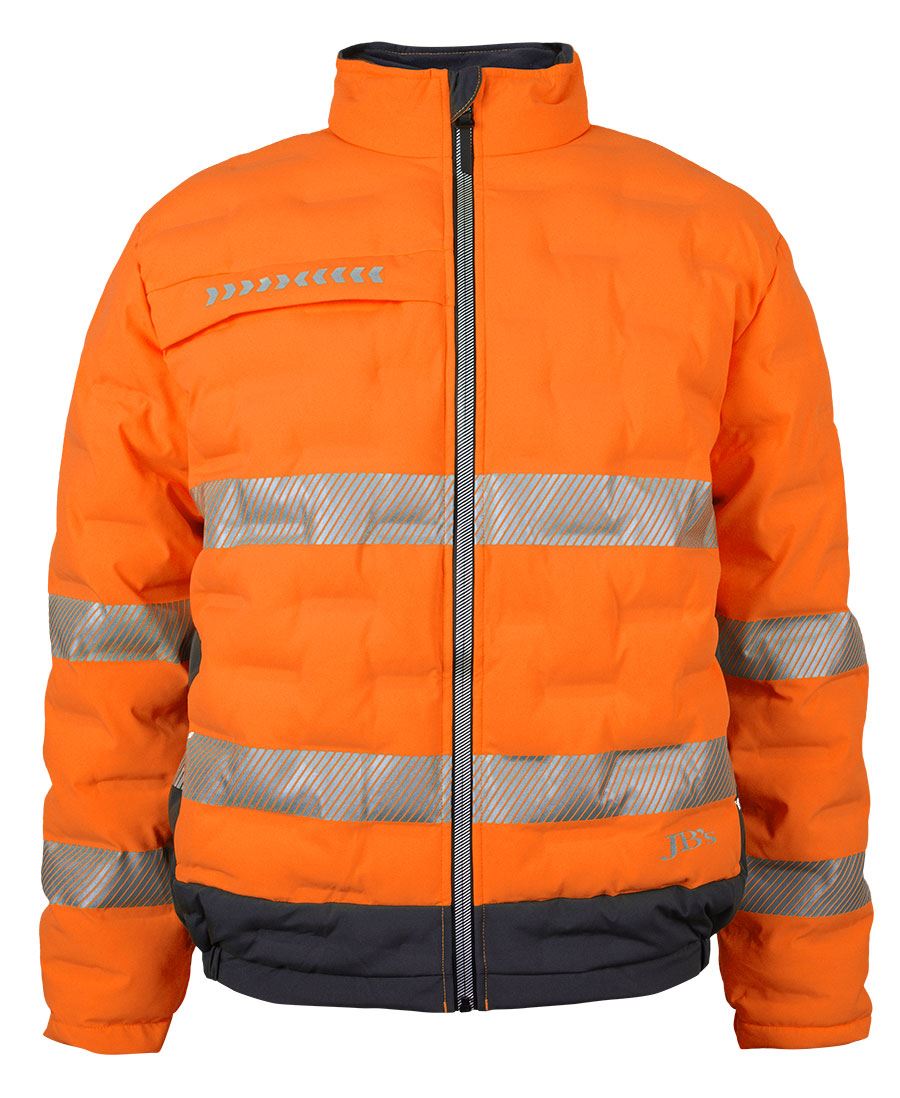 JB's Hi Vis (D+N) Graphene Puffer Jacket - Orange/Charcoal - Front