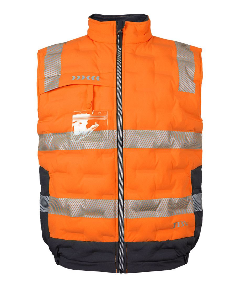 JB's Hi Vis (D+N) Graphene Puffer Vest - Orange/Charcoal - Front