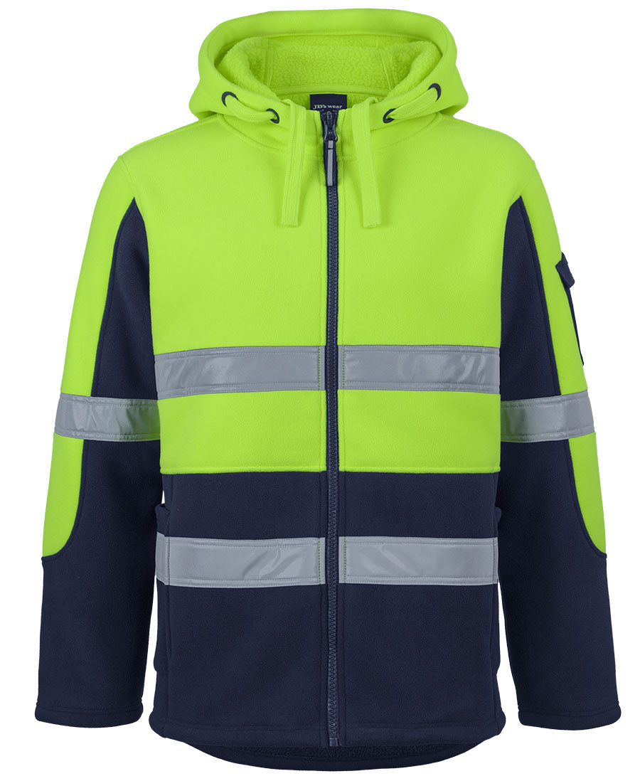 JB's Hi Vis D+N 450g Full Zip Shepherd Hoodie - Lime/Navy - Front
