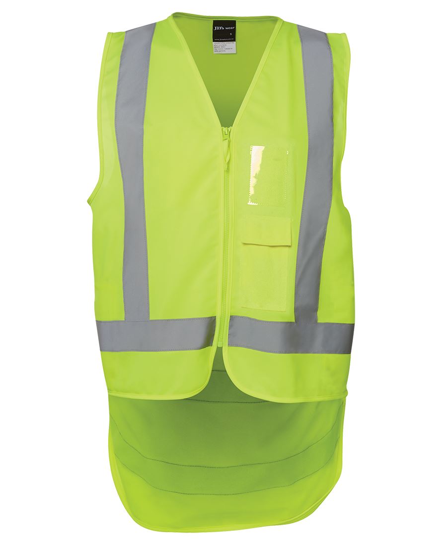 JB's Hi Vis Zip Drop Tail H Pattern (D+N) Vest - Lime - Front