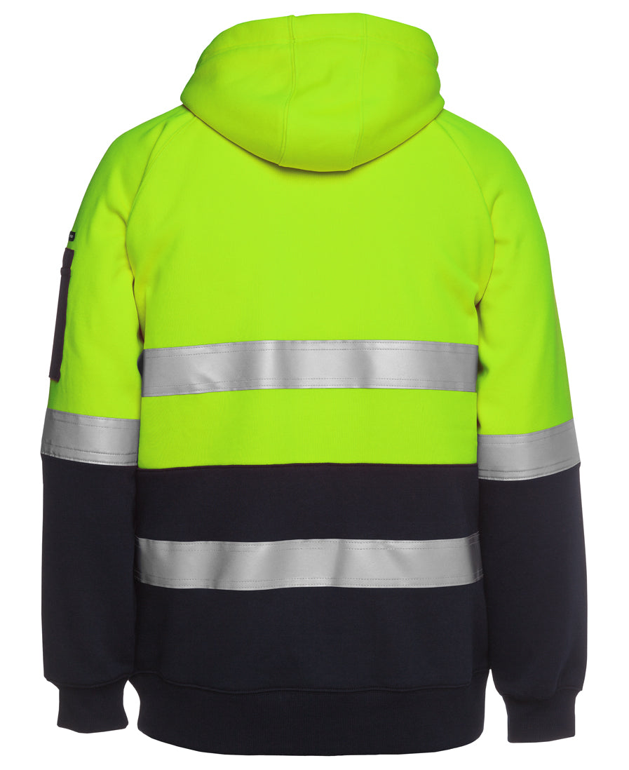 JB's Hi Vis (D+N) Full Zip Fleecy Hoodie - Lime/Navy - Back